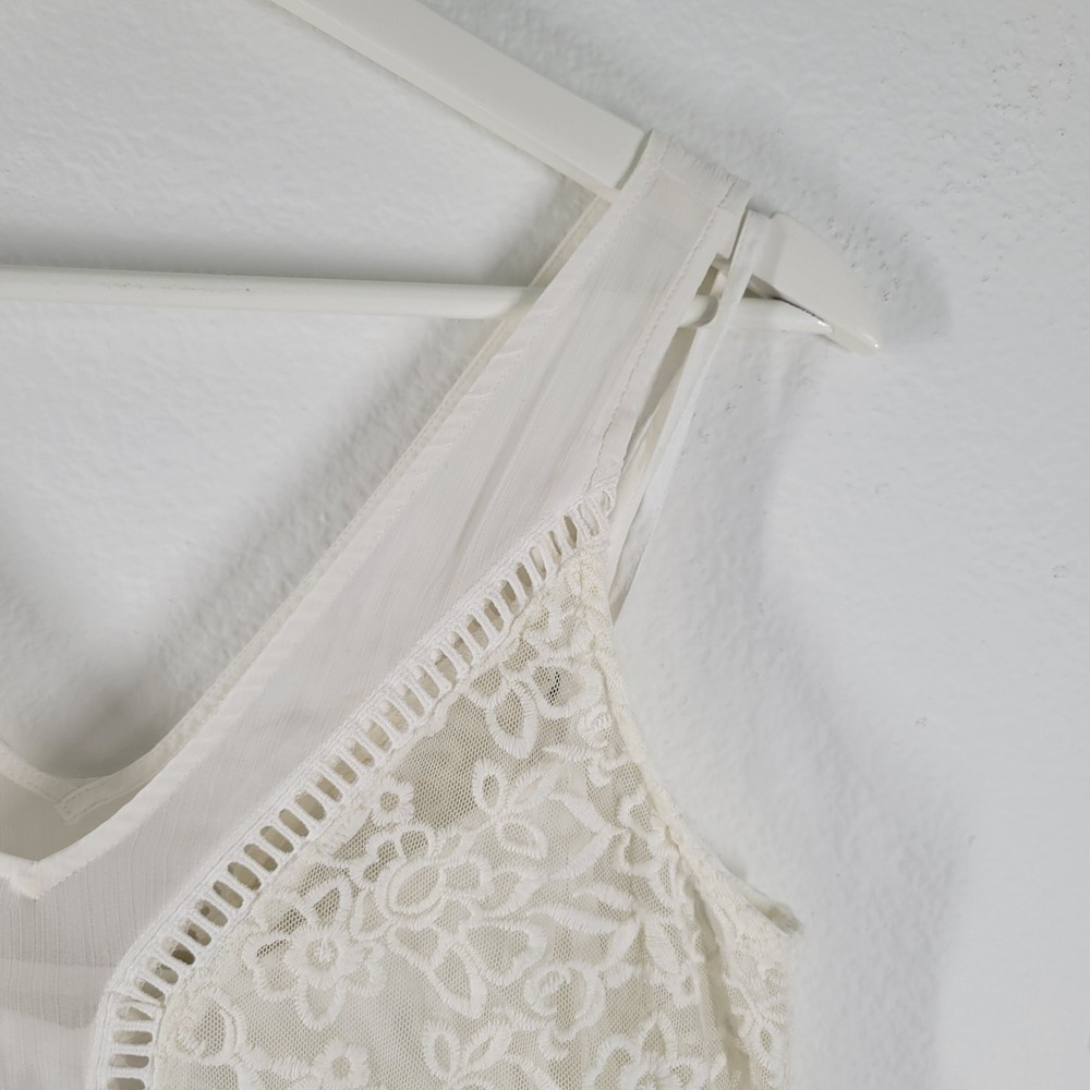 Abercrombie & Fitch Lace Dress Womens Small White Floral Ladder Stitch Boho - Picture 3 of 8